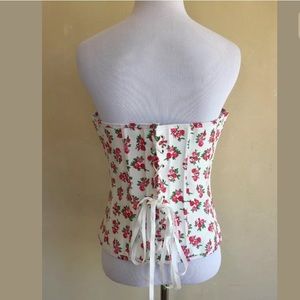 ADORE ME Pink White Floral Lace-Up Corset L